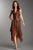 La Femme - 11906 Halter High Low Prom Dress in Brown