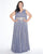 Mac Duggal - 77310F V-Neckline Metallic A-line Gown In Gray and Gold