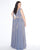 Mac Duggal - 77310F V-Neckline Metallic A-line Gown In Gray and Gold