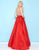 Mac Duggal - 77338H Bedazzled Deep V-neck Taffeta Ballgown In Red