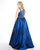 Mac Duggal - 77361F Sleeveless Beaded Scoop Neck Ballgown In Blue