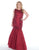 Mac Duggal - 77375F Embellished Bateau Trumpet Dress In Red