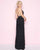 Mac Duggal - 77417L Deep Halter Neck Fringed Fitted Gown In Black