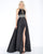 Cassandra Stone - 77435A Rhinestone Accented Halter A-line Dress In Black