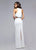 Metallic-Trimmed Neoprene Long Evening Gown with Side Cut-outs 7745