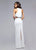Faviana - 7745 Metallic-Trimmed Neoprene Long Evening Gown in White