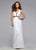 Metallic Trimmed Midriff Cutout Long Gown in White