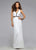 Metallic-Trimmed Neoprene Long Evening Gown with Side Cut-outs 7745