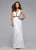 Faviana - 7745 Metallic-Trimmed Neoprene Long Evening Gown in White