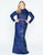Mac Duggal - 77468F Fully Sequined High Neck Sheath Dress in Blue