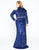 Mac Duggal - 77468F Fully Sequined High Neck Sheath Dress in Blue