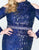 Mac Duggal - 77468F Fully Sequined High Neck Sheath Dress in Blue