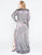 Mac Duggal - 77472F Beaded Pleated Metallic V-neck Sheath Dress in Gray