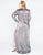 Mac Duggal - Beaded Pleated Metallic V-neck Sheath Dress 77472F In Gray
