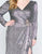 Mac Duggal - Beaded Pleated Metallic V-neck Sheath Dress 77472F In Gray