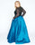 Mac Duggal - 77473F Sequined Lace Long Sleeve Satin Ballgown in Black and Green