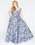 Mac Duggal - 77475F Floral Printed Square Neck Ballgown in Blue