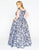 Mac Duggal - 77475F Floral Printed Square Neck Ballgown in Blue