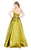 Mac Duggal Ballgowns - 77489H Plunging V-neck Pleated Ballgown in Green