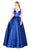 Mac Duggal Ballgowns - 77489H Plunging V-neck Pleated Ballgown in Blue