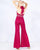 Cassandra Stone - 77492A Jeweled Plunging Halter V-neck Jumpsuit In Pink