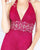 Cassandra Stone - 77492A Jeweled Plunging Halter V-neck Jumpsuit In Pink