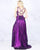 Cassandra Stone - 77493A Bedazzled V-neck A-line Dress With Train In Purple