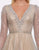 Mac Duggal Prom - 77497M Lattice Plunging V-Neck Long Sleeves Gown In Silver and Nude
