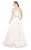 Mac Duggal Ballgowns - 77498H Bedazzled Pleated Ballgown With Train in Neutral