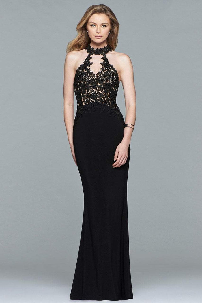 7750 High Halter Cutout Sheath Gown