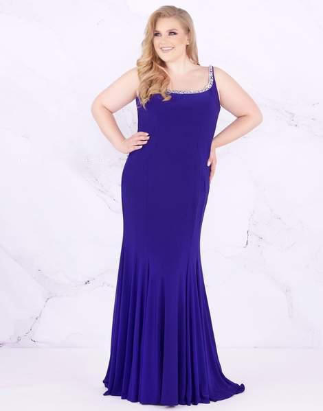 Mac Duggal Fabulouss - 77524F Embellished Scoop Neck Trumpet Dress In Purple
