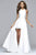 7752 High Low Frosted Satin Evening Dress