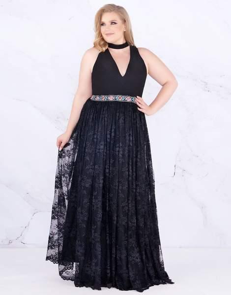 Mac Duggal Fabulouss - 77529F High Halter Lace A-line Dress In Black