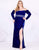 Mac Duggal Fabulouss - 77533F Long Sleeve Off-Shoulder Bejeweled Dress In Blue