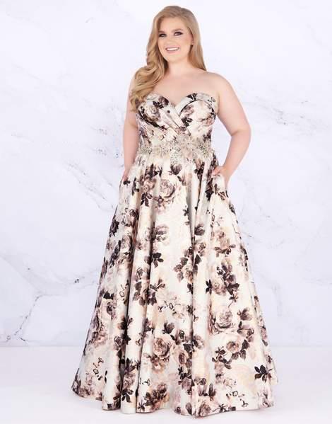 Mac Duggal Fabulouss - 77546F Embellished Floral Patterned Ballgown In Pink