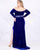 Mac Duggal Fabulouss - 77533F Long Sleeve Off-Shoulder Bejeweled Dress In Blue