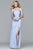 Faviana - 7755E Plunging Satin Dress with High Side Slit - 1 pc Periwinkle In Size 18E Available