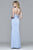Faviana - 7755E Plunging Satin Dress with High Side Slit - 1 pc Periwinkle In Size 18E Available