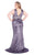 Mac Duggal Fabulouss - 77558F Sequined Plunging V-Neck Sheath Gown in Gray