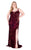 Mac Duggal Fabulouss - 77562F Embellished V-neck Dress With Train in Red