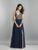 Dave & Johnny - A7758 Bedazzled Deep V-neck A-line Dress In Blue