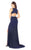Mac Duggal Flash - 77614L Rhinestone Accented Halter Dress With Train in Blue