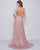 Cassandra Stone - 77618A Sequined Deep V-neck A-line Dress With Train In Pink