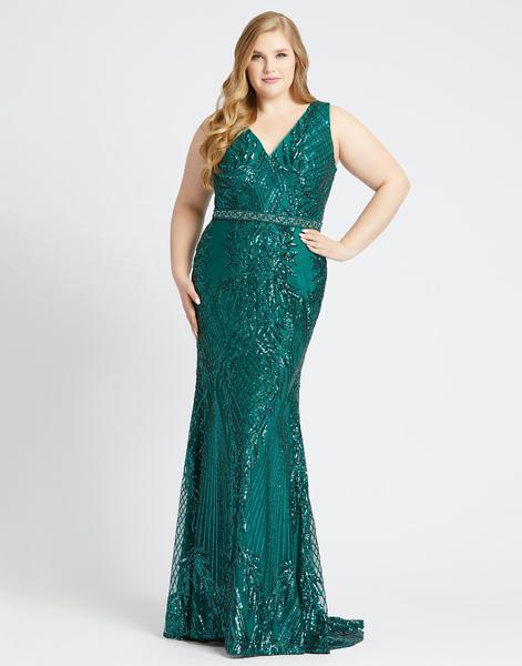 Mac Duggal Fabulouss - 77670F Sequined Sleeveless Trumpet Gown In Green