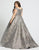 Mac Duggal Fabulouss - 77677F Metallic Volumized A-line Gown In Gray and Silver