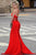 Faviana - 7769 Sequined Ladder Illusion Strapless Gown In Red