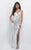 Intrigue - Sparkling Sequin V-neck Evening Gown 259 in White and Silver