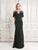 Daymor Couture - 776 Floral Applique Sweetheart Sheath Dress With Cape In Black