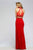 Faviana - 7771 Two Piece Beaded High Halter Jersey Sheath Dress In Red