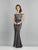 Dave & Johnny - A7772 Embellished and Lace Off-Shoulder Trumpet Gown In Blue